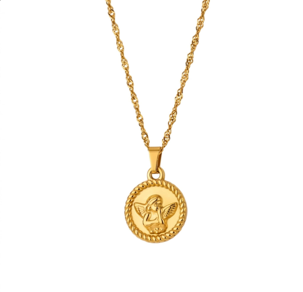 Guardian Angel Pendant Necklace Stainless Steel