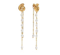 Dainty Conch Pearl Dangle Earrings Stainless Steel
