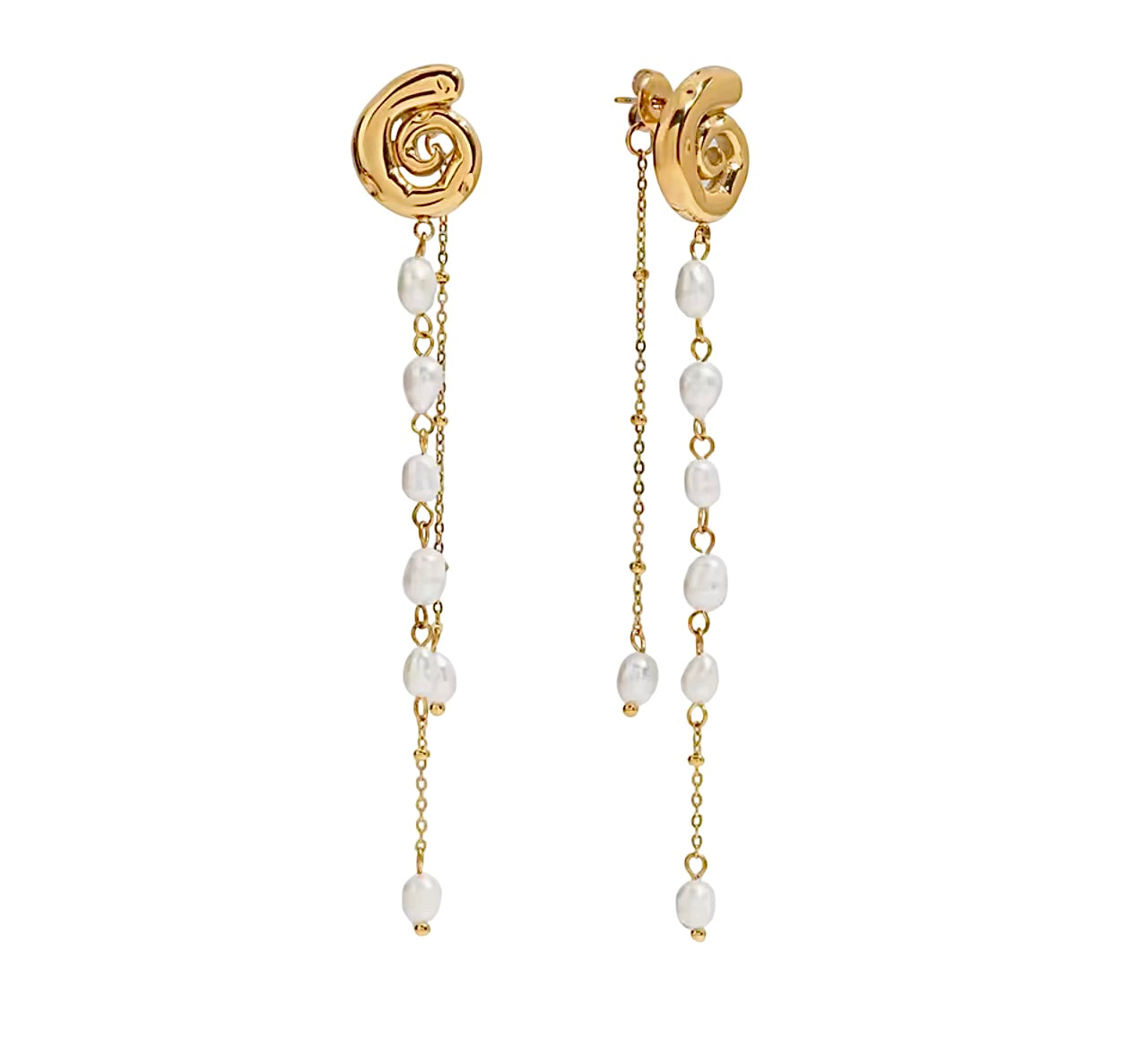 Dainty Conch Pearl Dangle Earrings Stainless Steel