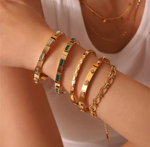 Chunky CZ Bangle Stainless Steel